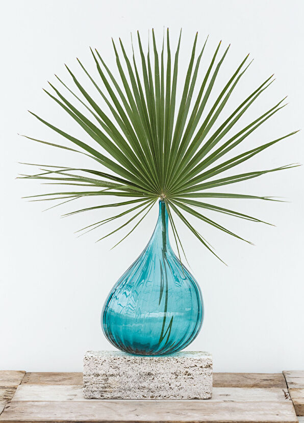 SALVIATI Drops Shiny Aquamarine Blue Glass Small Size Vase - 2