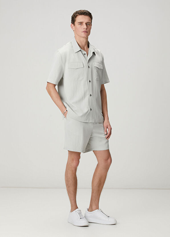 Beymen Club Grey Pockets Oversize Fit Short Sleeve Shirt - 2