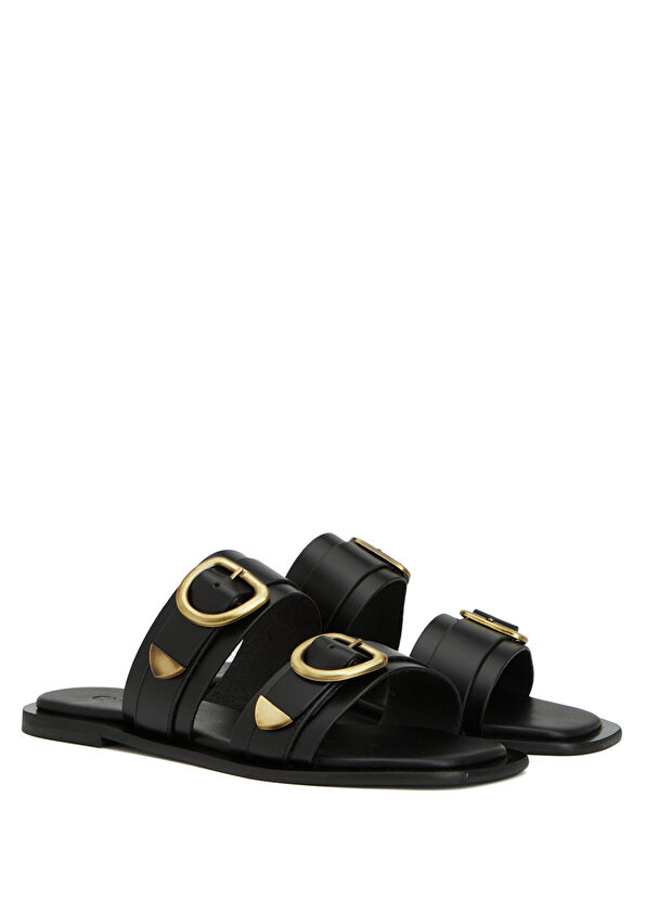 Beymen Club Black Amorphous Buckle Women's Leather Mules - 2