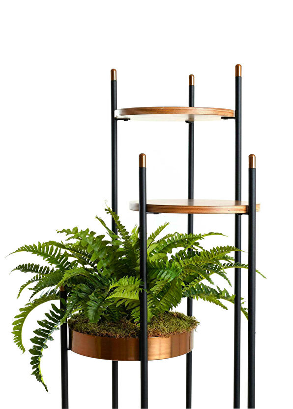 Sürton Tower Flower Bed Black Copper Flower Pot - 3