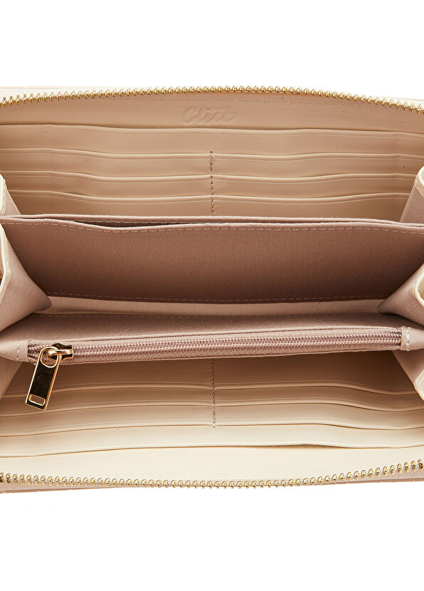 Beymen Club Beige Logo Large Women's Leather Wallet - 3