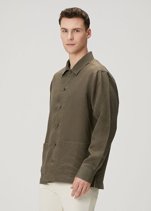 SimpleQloth Qsimple Premium Haki Keten Erkek Ceket - 3