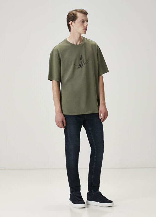 Beymen Club Haki Logo Baskılı Oversize T-shirt - 3