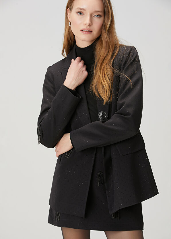 Beymen Club Siyah Taşlı Abiye Blazer Ceket - 4