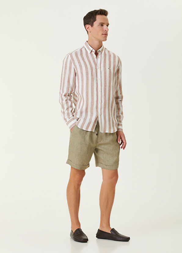 Beymen Club Light Khaki Linen Shorts - 1