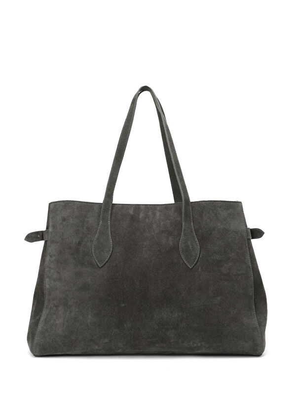 Beymen Club Anthracite Women's Large Suede Bag - 3