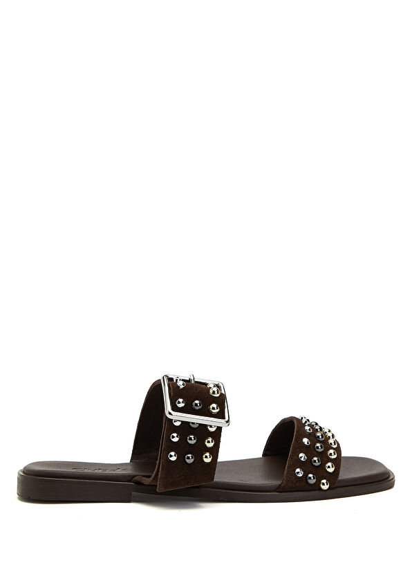 Beymen Club Kahverengi Troklu Kadın Süet Terlik - 1