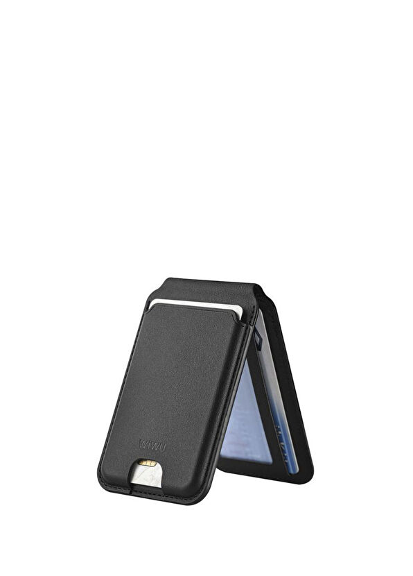 Wiwu MW-003 Magsafe Compatible Stand Black Leather Wallet - 2