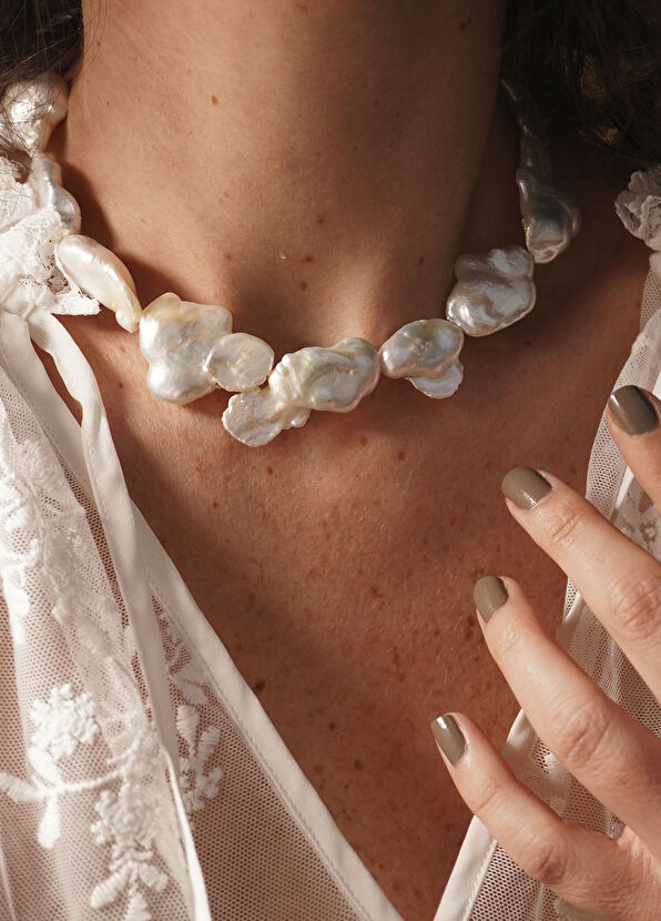 Jewelarin Muse Doğal İnci 925 Ayar Gümüş Üzeri Altın Kaplama Kadın Kolye - 2