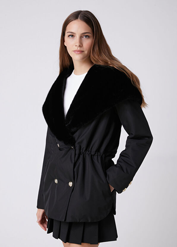 Beymen Club Black Hooded Double-Breasted Coat - 4