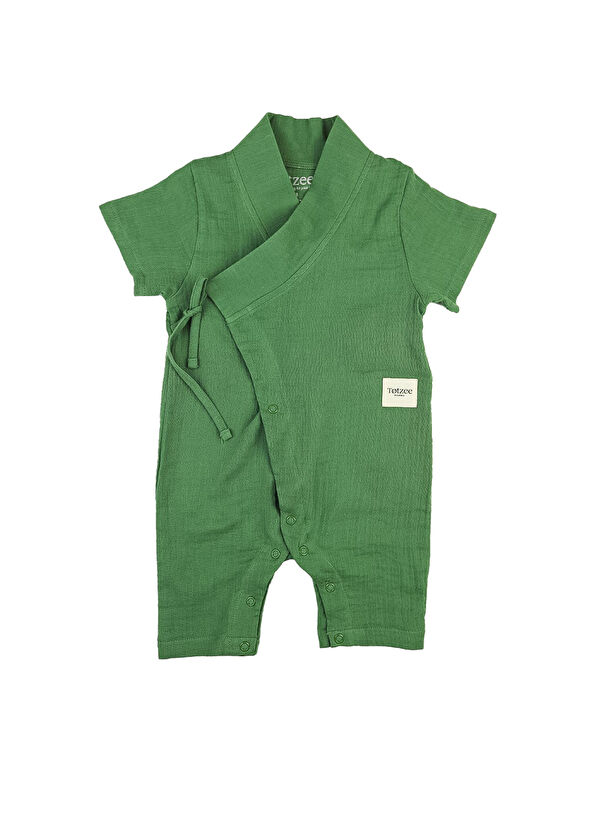 Totzee Çimen Yeşili Müslin Uzun Unisex Bebek Kimono Tulum - 1