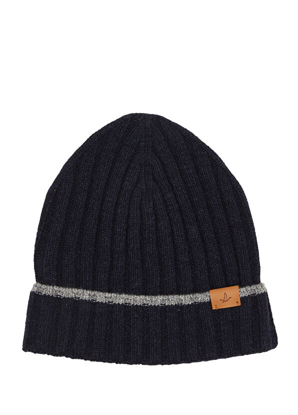 Beymen Club Navy Blue Bias Detailed Men's Wool Beanie - 1