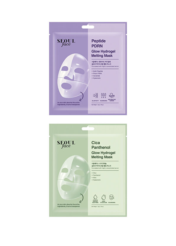 Dermal Cica ve Peptid Glow Eriyen Kore Yüz Maskesi Seti 34 gr - 1