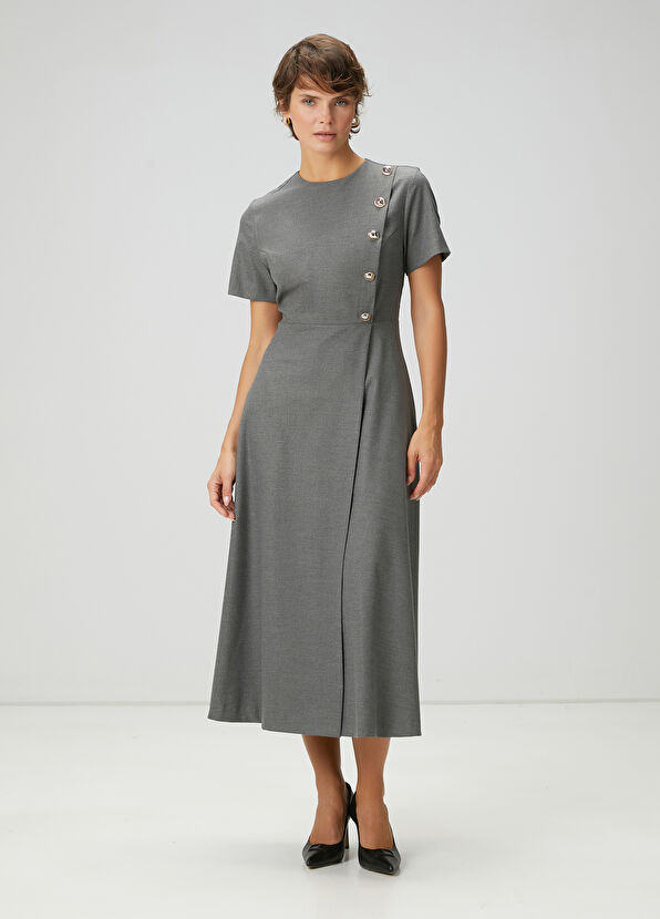 Beymen Club Grey Melange Midi Dress - 1