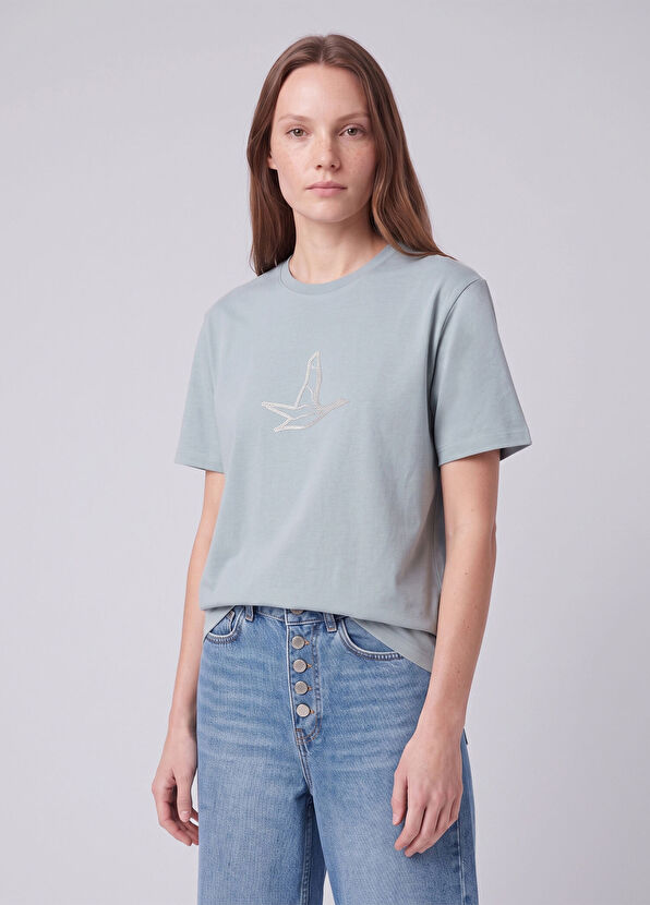 Beymen Club Mint Stone Goose Logo Printed T-Shirt - 3