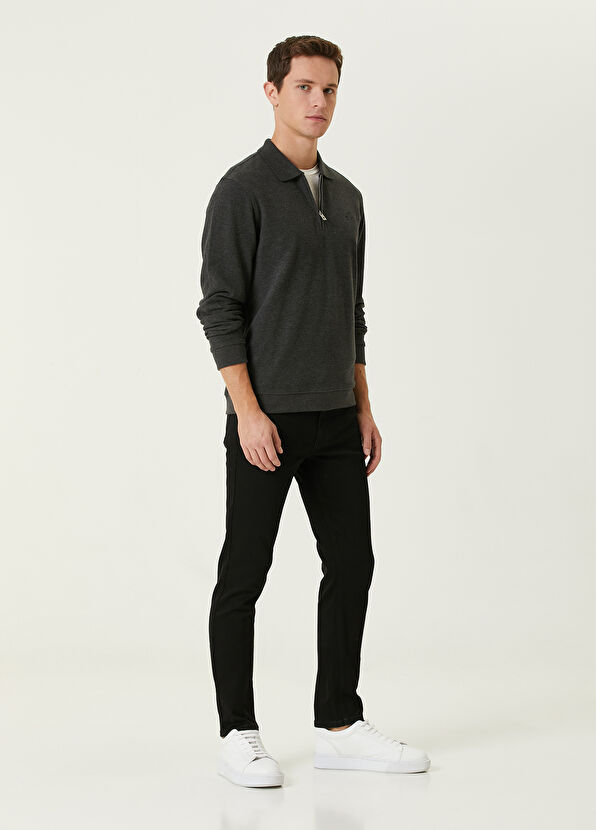 Beymen Club Antrasit Polo Yaka Logolu Sweatshirt - 3