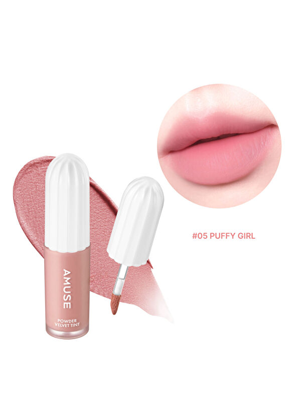 Amuse Powder Velvet Tint #05 Puffy Gırl Up to 12 Hours Lasting Highly Pigmented Velvety Textured Panthenol Tint 3.3 gr - 2