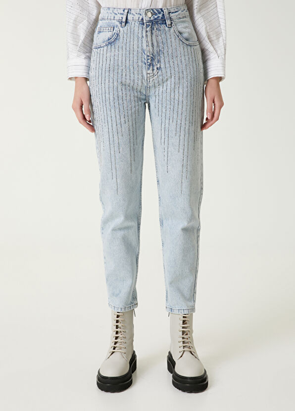 Beymen Club Mom Fit Mavi Hotfix Jean Pantolon - 2