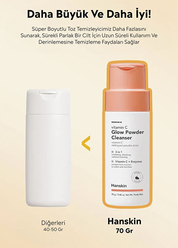 Hanskin Vitamin C Glow Powder Cleanser C Vitaminli Aydınlatıcı Yüz Temizleyici Toz 70 gr - 2