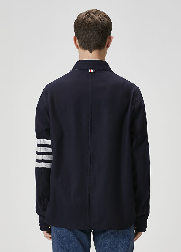 Thom Browne Lacivert Yün Dış Gömlek - 4