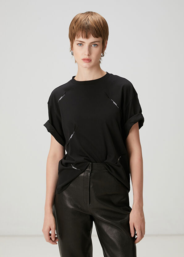 Beymen Club Siyah Taşlı T-shirt - 1