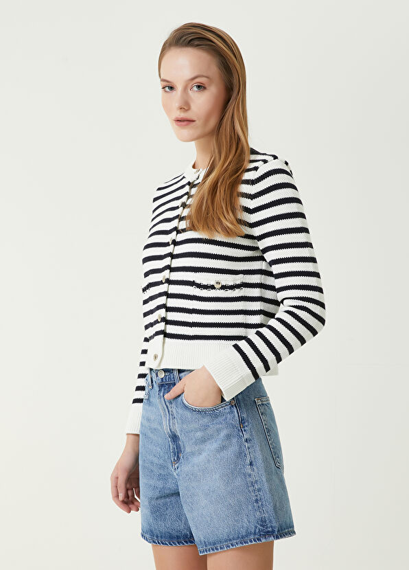 Beymen Club Lacivert Beyaz Çizgili Triko Ceket - 4