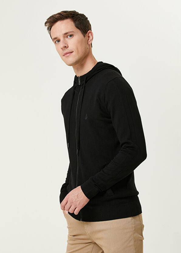 Beymen Club Siyah Kapüşonlu Basic Hırka - 2