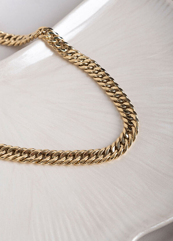 Hallow Gurmet 14 Ayar Altın Unisex Zincir Kolye - Görsel 5