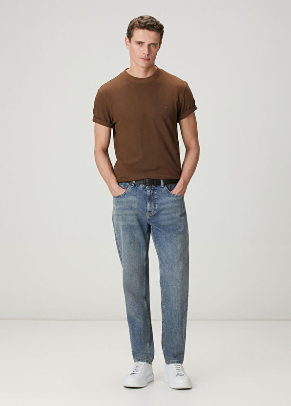 Beymen Club Açık Kahverengi Relax Fit Pamuk Keten Pike T-shirt - 2