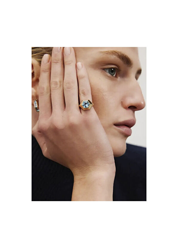 Fidelle Secrets of the Beehive Sky Blue Topaz Taşlı 14 Ayar Altın Kadın Yüzük - 4