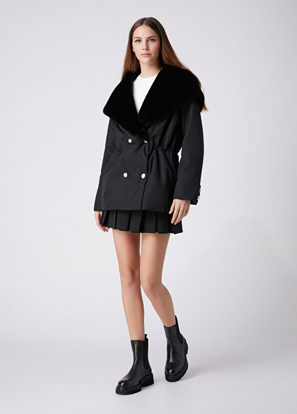 Beymen Club Black Hooded Double-Breasted Coat - 3