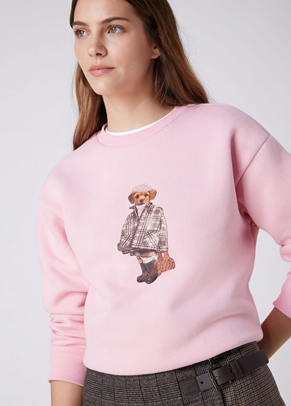 Beymen Club Pembe Taşlı Köpek Baskılı Sweatshirt - 2