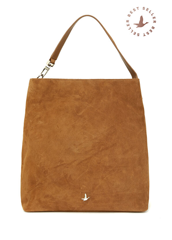 Beymen Club Taupe Women's Suede Hobo Shoulder Bag - 1