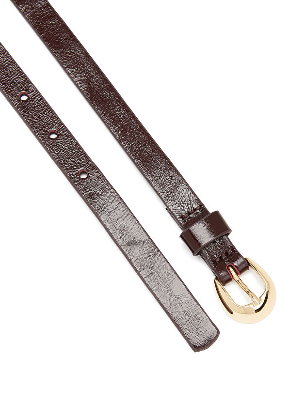 Beymen Club Bordo Bombe Tokalı Kadın İnce Deri Kemer - 2