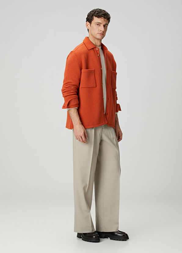 Laneus Turuncu Yün Triko Hırka - 2