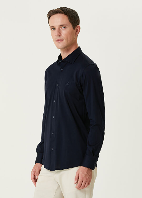 Beymen Club Slim Fit Navy Blue Stretch Supreme Shirt - 4