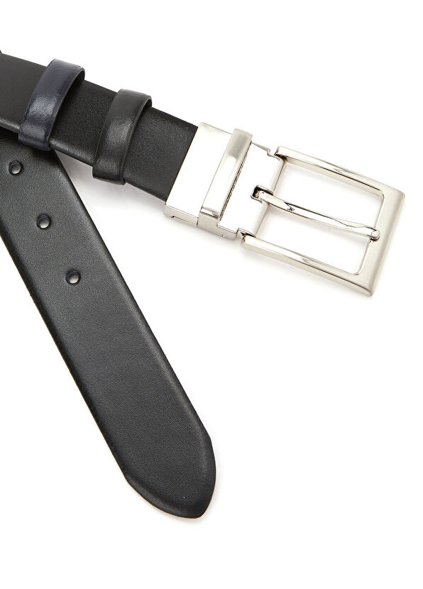 Beymen Club Siyah Lacivert Çift Taraflı Erkek Deri Kemer - 2