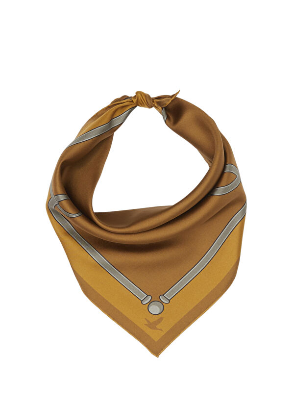 Beymen Club Brown Leopard Patterned Silk Scarf - 3