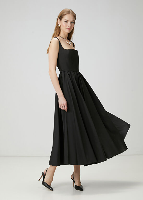 Beymen Club Black Maxi Taffeta Dress - 4