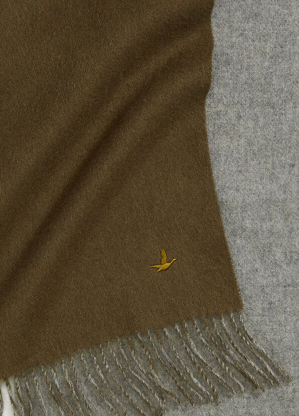 Beymen Club Grey Khaki Double-Sided Men's Wool Cashmere Scarf - 4