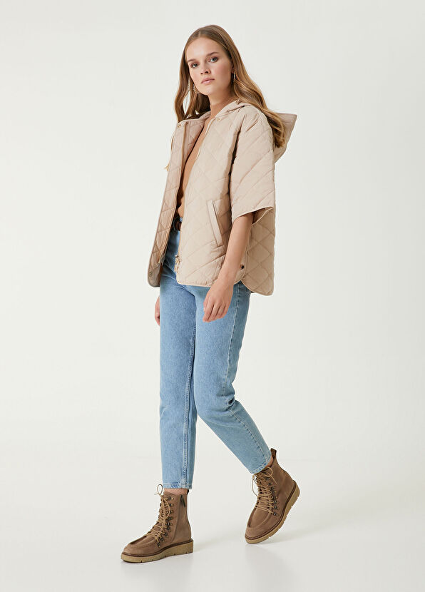 Beymen Club Bej Kapüşonlu Kapitoneli Mont - 3