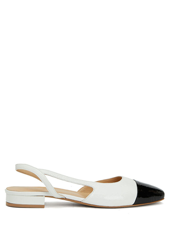 Beymen Club White Black Leather Ballet Flats - 1
