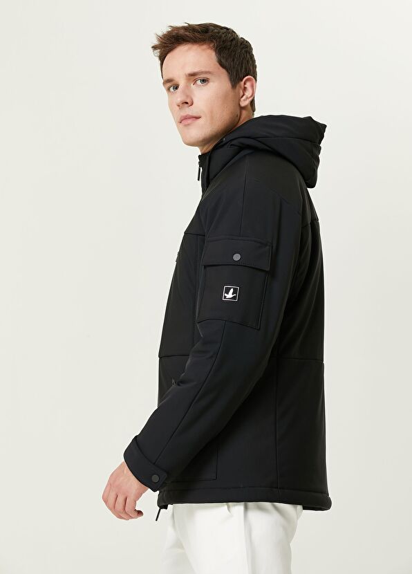 Beymen Club Black Hooded Coat with Sleeve Pocket Detail - 2