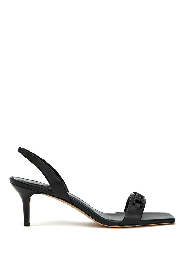 Beymen Club Black Chain Logo Detail Women's Leather Sandals - 1