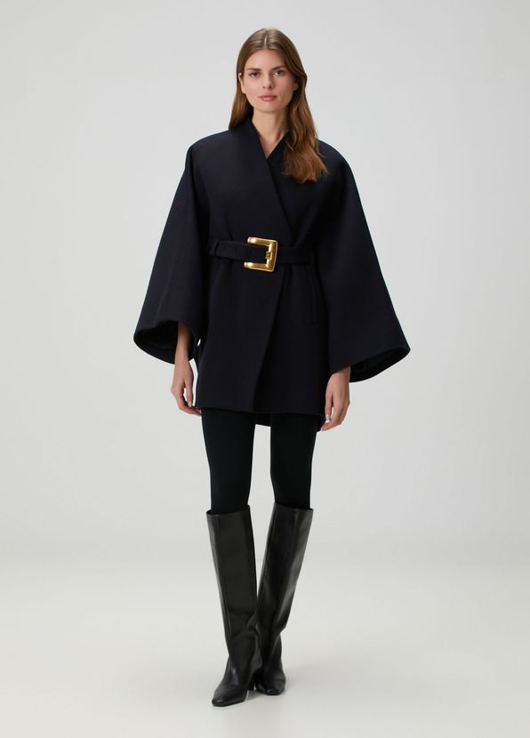 Balmain Lacivert Yün Kaban - 2