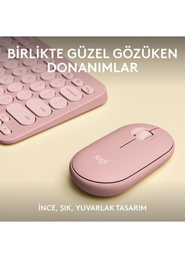 Logitech Pebble 2 Combo Multiple Quiet Pink Wireless Turkish Q Keyboard Mouse Set - 2