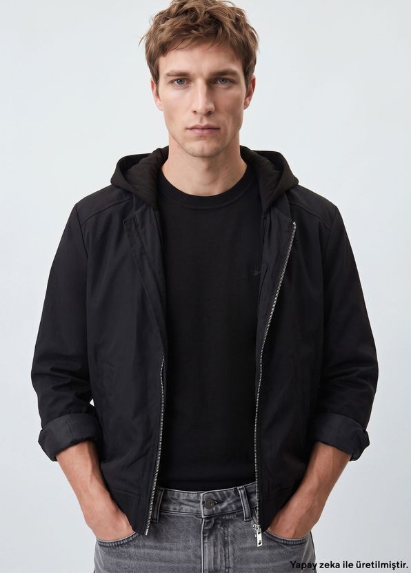 Beymen Club Black Coat with Detachable Hood - 1