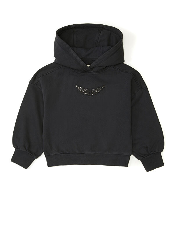 Zadig&Voltaire Siyah Kapüşonlu Kız Çocuk Sweatshirt - 1