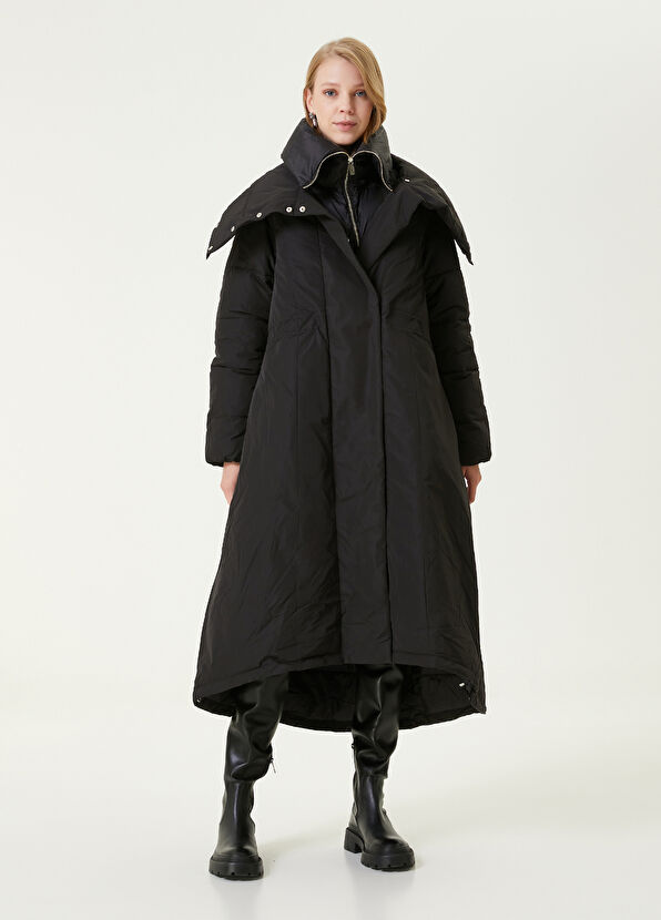 Beymen Club Siyah Yaka Detaylı Uzun Puff Kaban - 3