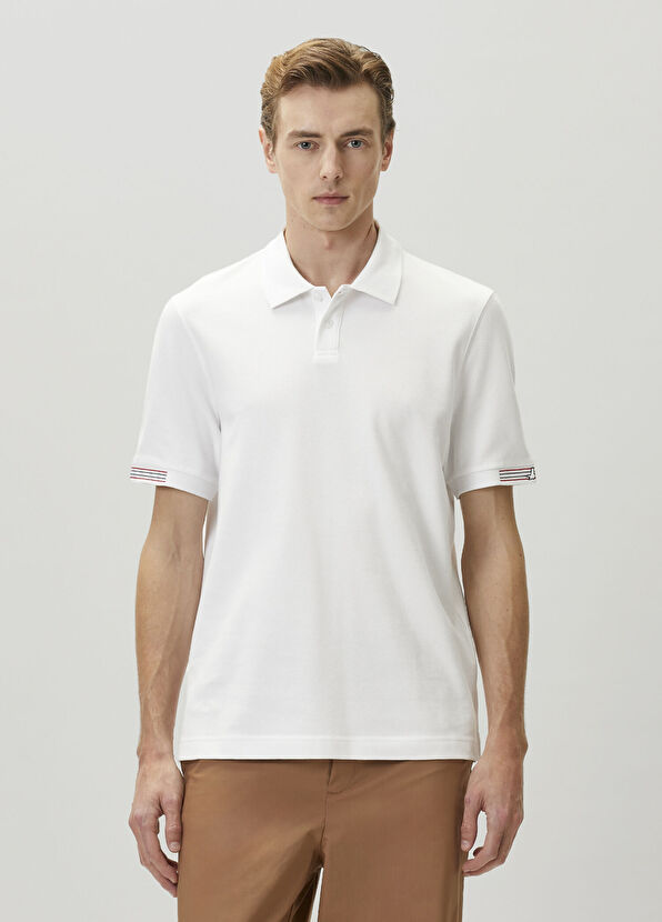 Beymen Club Beyaz Slim Fit Nakış Detaylı Pike Polo T-shirt - 1